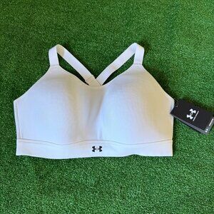 Under Armour UA Continuum Mid Crossback Straps White Sports Bra Plus Size 2X NEW